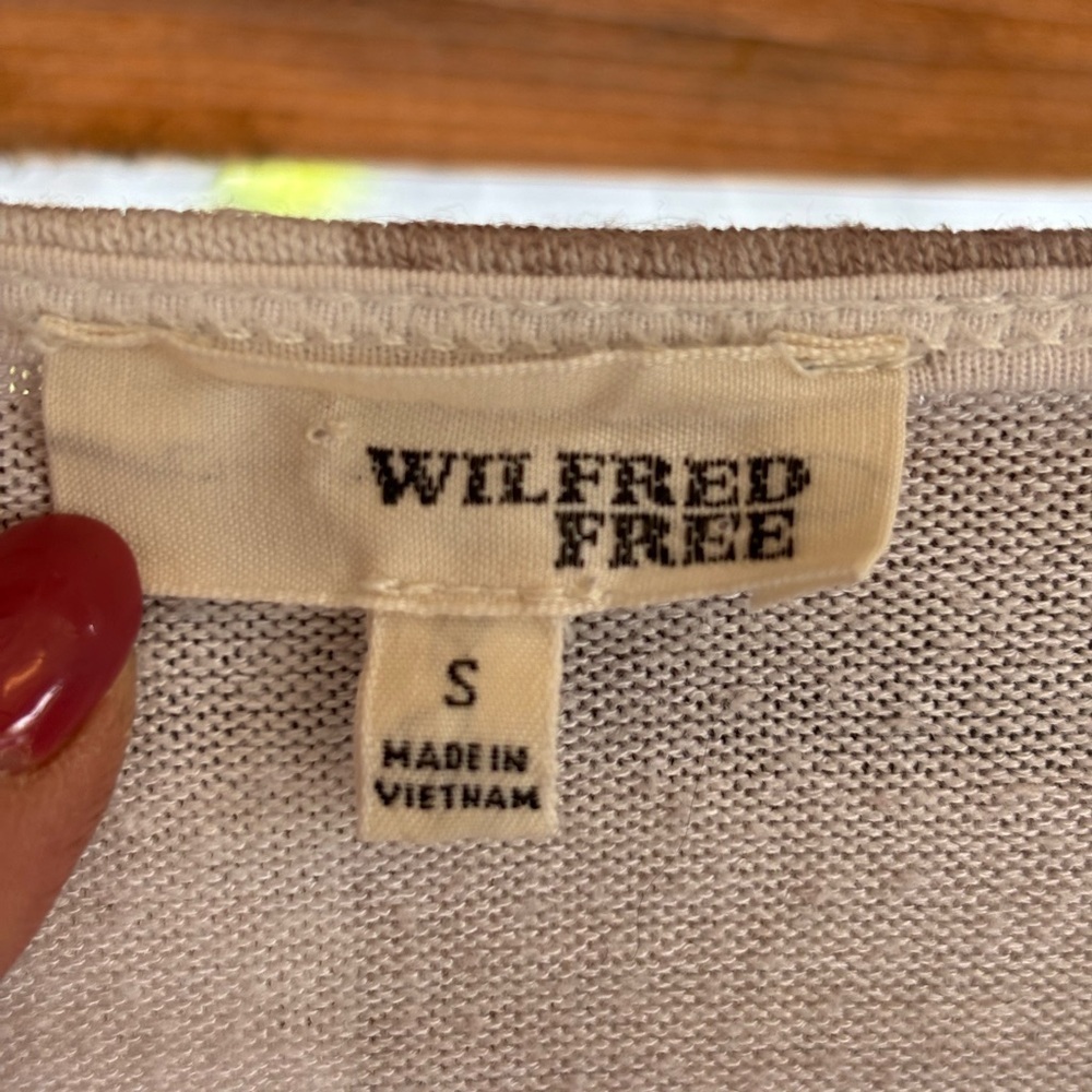 Wilfred Free Women's Gray Beige White Top Shirt Dress Size Small pockets - Picture 6 of 11